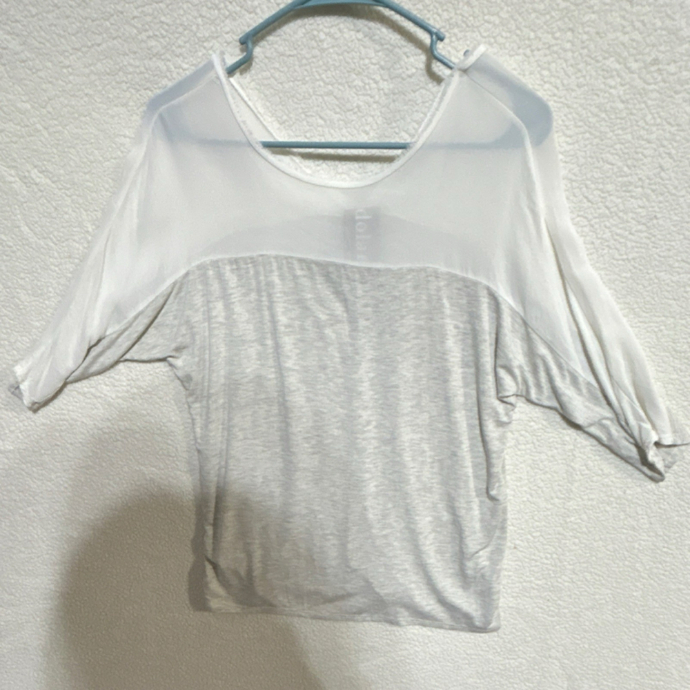 Dolan White Gray Jersey 3/4 Sleeve Blouse, Women's Size S